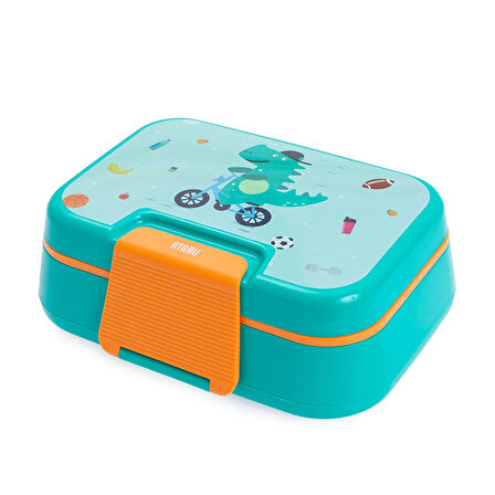 Vagonlife 4 Bölmeli Beslenme Kutusu Dinozor Yeşil 1030 ml(çatal kaşık dahildir)