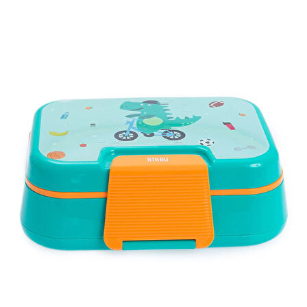 Vagonlife 4 Bölmeli Beslenme Kutusu Dinozor Yeşil 1030 ml(çatal kaşık dahildir)