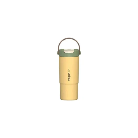 Vagonlife Çelik Pipetli/pipetsiz Kullanım Silikon El Askılı Matara/termos VGN1102 660ML - Sarı