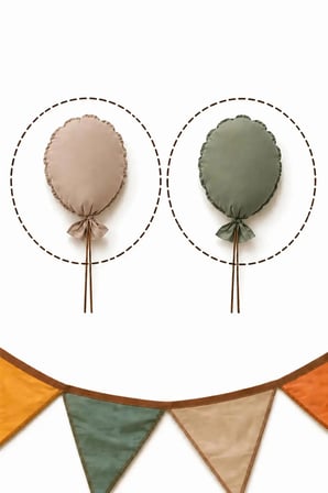 Çocuk Odası Dekorasyonu 2'li Balon Set, Bebek Odası Dekoratif Balon, Duvar Dekorasyonu, Haki-Kapiçino