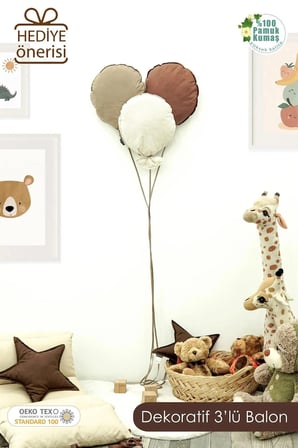 Çocuk Odası Dekorasyonu 3'lü Balon Set, Bebek Odası Dekoratif Balon, Duvar Dekorasyonu