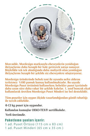 Bebek Ortopedik Puset Minder / Örtü, 2'li Avantajlı Puset Set, Askı Stil, Morremix Serisi, Kapiçino