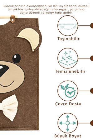 Morbear Serisi, Keçe Çocuk Oyuncak/Kirli Çamaşır Depolama Sepeti, Çok Amaçlı Saklama Sepeti