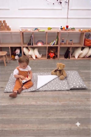 Çocuk İçin Taşınabilir Yatak Seti, Kreş & Kampet Yatağı, Montessori Yatak, Stars, Travel Serisi