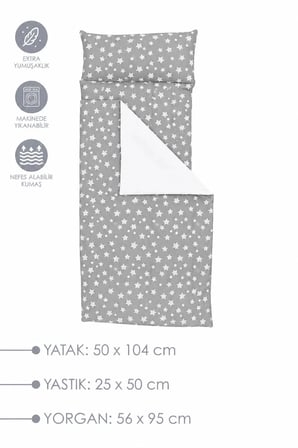 Çocuk İçin Taşınabilir Yatak Seti, Kreş & Kampet Yatağı, Montessori Yatak, Stars, Travel Serisi