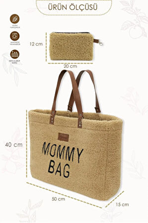 Mommy Bag, Anne Bebek Bakım Çantası, Cüzdan Hediyeli, XL Büyük Boy, Kadın Çantası, Morteddy Serisi