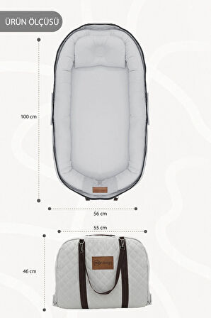 Bebek Yatağı, Bebek Yuvası, Babynest, 0-24 Ay Kullanım, Baş Yastıklı Kanvas Kılıf Deluxe Adorn Serisi