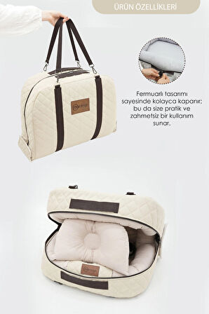 Bebek Yatağı, Bebek Yuvası, Babynest, 0-24 Ay Kullanım, Baş Yastıklı Kanvas Kılıf Deluxe Adorn Serisi