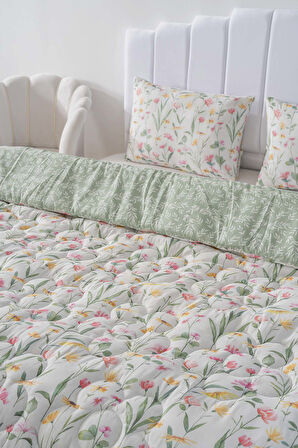 Botanical Çift Kişilik Çift Taraflı Papatyalı Kapitone Yorgan 200x215 cm