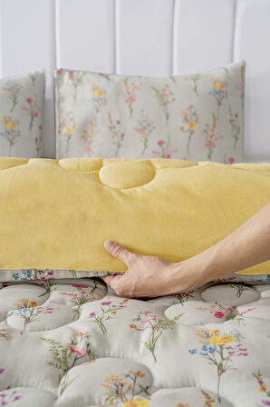 Begonvil Çift Kişilik Çift Taraflı Papatyalı Kapitone Yorgan 200x215 cm