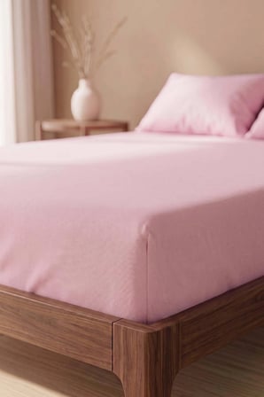 Pudra Pembe Çift Kişilik Pamuklu Düz Çarşaf