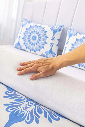 Alaçatı Mavi Çift Kişilik Nevresim Takımı Pamuklu