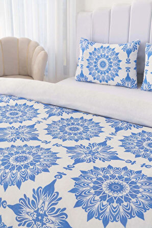 Alaçatı Mavi Çift Kişilik Nevresim Takımı Pamuklu