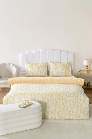 Lorisa Sarı Çift Kişilik Nevresim Takımı Pamuklu