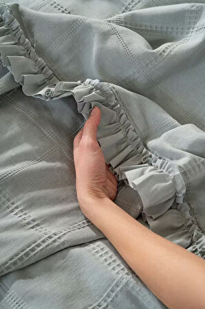 Fiorella Mint Çift Kişilik Çarşaflı Yatak Örtüsü Takımı 6 Parça Uyku Seti