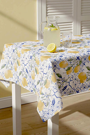 Çini Limon Desenli  Masa Örtüsü, Sofra Bezi, Piknik Örtüsü