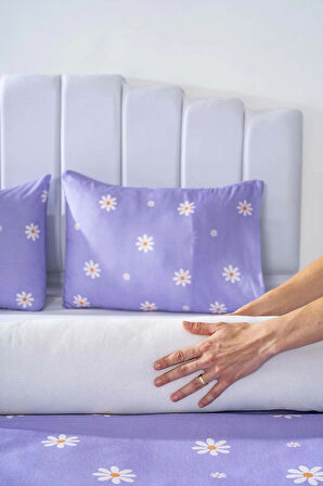 Mor Papatya Çift Kişilik Nevresim Takımı Pamuklu