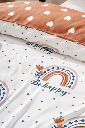 Be Happy Gökkuşağı Çift Taraflı Çocuk Nevresim Takımı Pamuklu