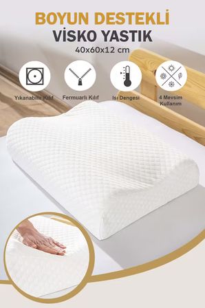 Valessa Ortopedik Yastık, Visco Hafızalı Köpük Yastık Büyük Boy 40x60x12 cm