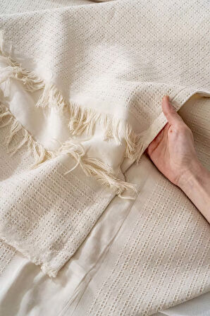 Hermes Kiremit Çift Kişilik Püsküllü Yatak Örtüsü Takımı %100 Pamuklu 3 Parça Uyku & Çeyiz Seti