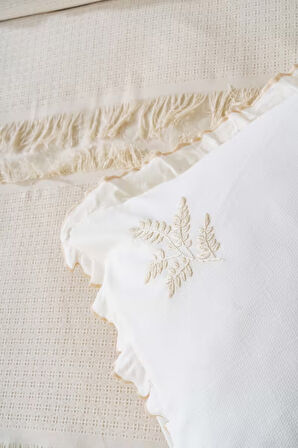 Hermes Kiremit Çift Kişilik Püsküllü Yatak Örtüsü Takımı %100 Pamuklu 3 Parça Uyku & Çeyiz Seti