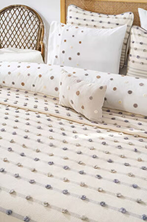 Harmony Krem Çift Kişilik Nevresimli Pike Seti - 8 Parça Çeyiz Seti