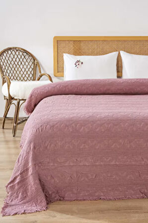 Felix Rose Nakışlı Çift Kişilik Pike Takımı 4 Parça Uyku & Çeyiz Seti