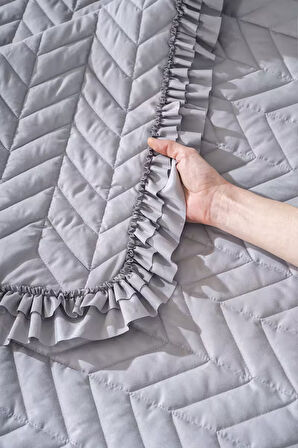 Miranda Fırfırlı Çift Kişilik Yatak Örtüsü Takımı 3 Parça Uyku & Çeyiz Seti