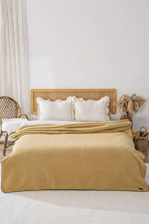 Hardal Valencia Sherpa Çift Kişilik Peluş Battaniye