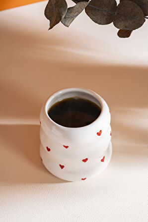 Mini Kalpler Amore El Yapımı Seramik Double Kahve Bardağı Mug Kupa
