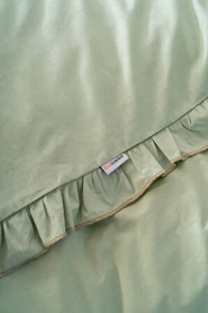 Florita Yeşil Çift Kişilik Nakışlı Nevresim Takımı %100 Pamuklu