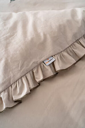 Florita Cappuccino Çift Kişilik Nakışlı Nevresim Takımı %100 Pamuklu