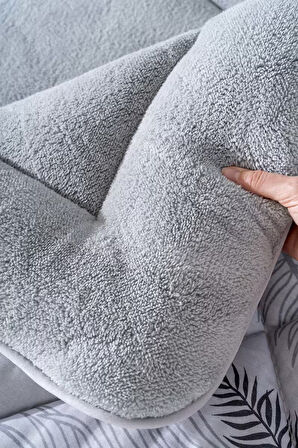 Gri Yaprak Loura Tek Kişilik Çift Taraflı Lüx Wellsoft Yorgan Seti 155x215 cm