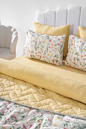 Botanical Çift Kişilik Nevresimli Pike Takımı - 7 Parça Çeyiz Seti