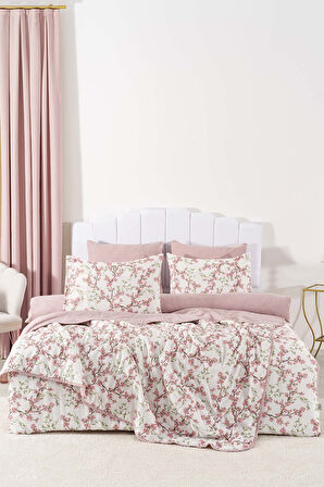 Sakura Çift Kişilik Nevresimli Pike Takımı - 7 Parça Çeyiz Seti