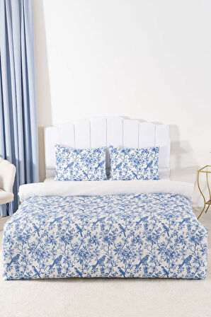 Nova Mavi Çift Kişilik Nevresim Takımı Pamuklu