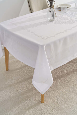 Jumbo Jakar Beyaz Sıvı İtici Leke Tutmaz Masa Örtüsü 160x220 cm
