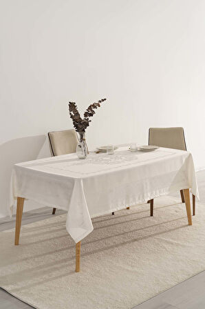 Jumbo Jakar Krem Sıvı İtici Leke Tutmaz Masa Örtüsü 160x220 cm
