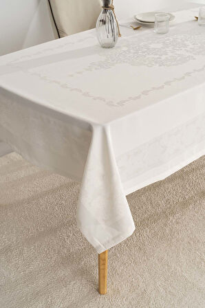 Jumbo Jakar Krem Sıvı İtici Leke Tutmaz Masa Örtüsü 160x220 cm