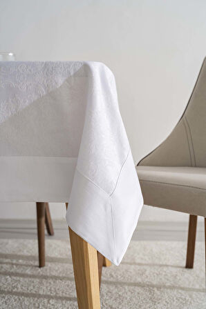 Damascus Beyaz Masa Örtüsü 160x220 cm