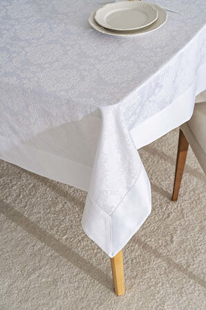 Damascus Beyaz Masa Örtüsü 160x220 cm