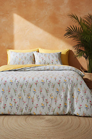 Begonvil Çift Kişilik Naturel İpeksi Nevresim Takımı