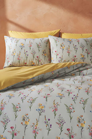 Begonvil Çift Kişilik Naturel İpeksi Nevresim Takımı