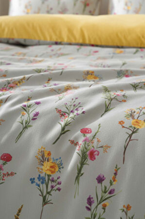 Begonvil Çift Kişilik Naturel İpeksi Nevresim Takımı