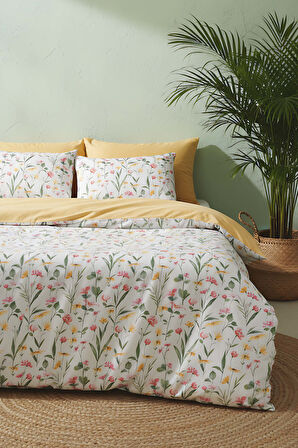 Botanical Çift Kişilik Naturel İpeksi Nevresim Takımı