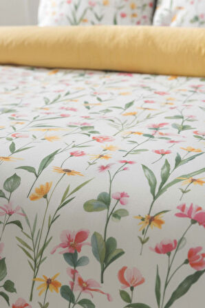 Botanical Çift Kişilik Naturel İpeksi Nevresim Takımı