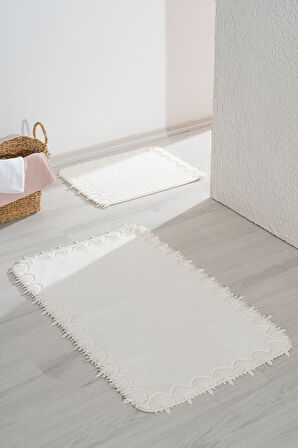 Bella Ekru 2'li Yıkanabilir Banyo & Klozet Paspas Takımı