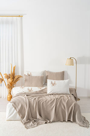 Arya Vizon Nakışlı Çift Kişilik Nevresimli Pike Seti - 7 Parça Çeyiz Seti