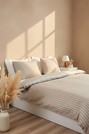 Bamboo Saten Vizon Çift Kişilik Nevresim Takımı – 6 Parça Çeyiz Seti