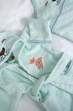 Aslan Mint %100 Pamuk Bebek Banyo Seti